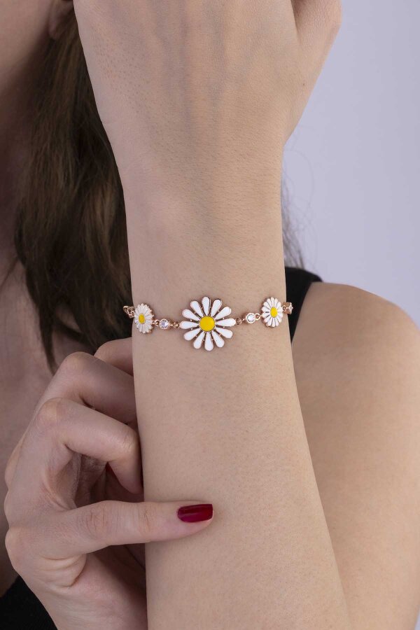 3 lü Papatya Gümüş Bileklik - Gümüş Pazarım