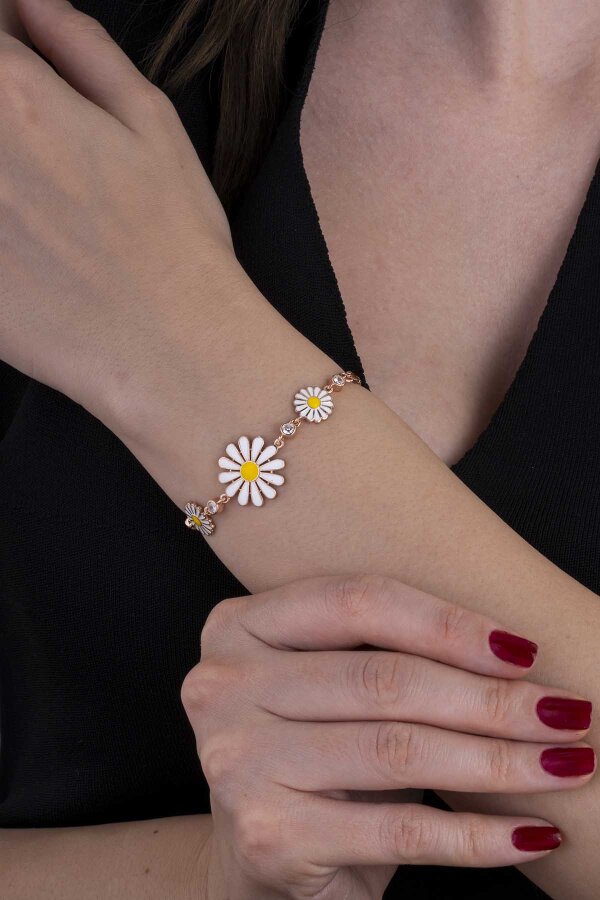 3 lü Papatya Gümüş Bileklik - Gümüş Pazarım