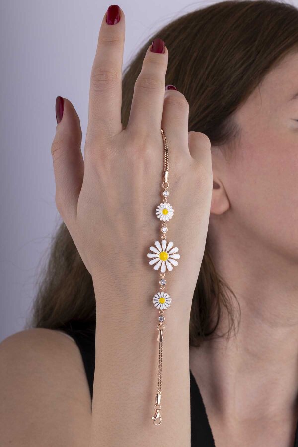 3 lü Papatya Gümüş Bileklik - Gümüş Pazarım