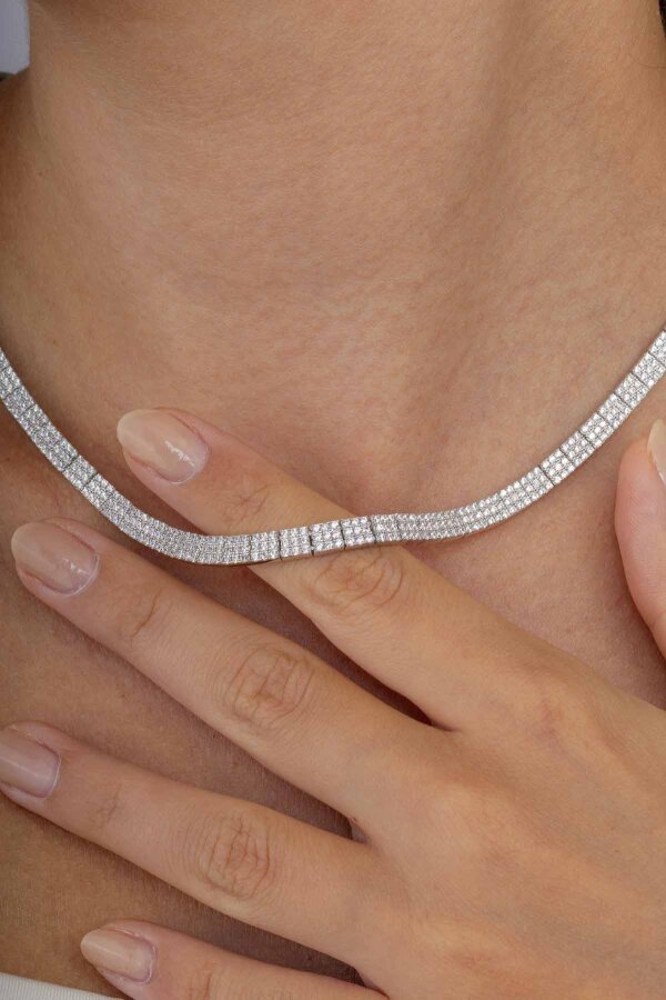 3 Sıra Su Yolu 925 Ayar Gümüş Kolye - Gümüş Pazarım