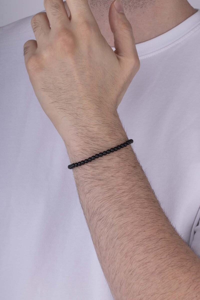 4 mm Minimal Taşlı Oniks Taşlı Doğal Taş Erkek Bileklik - 2