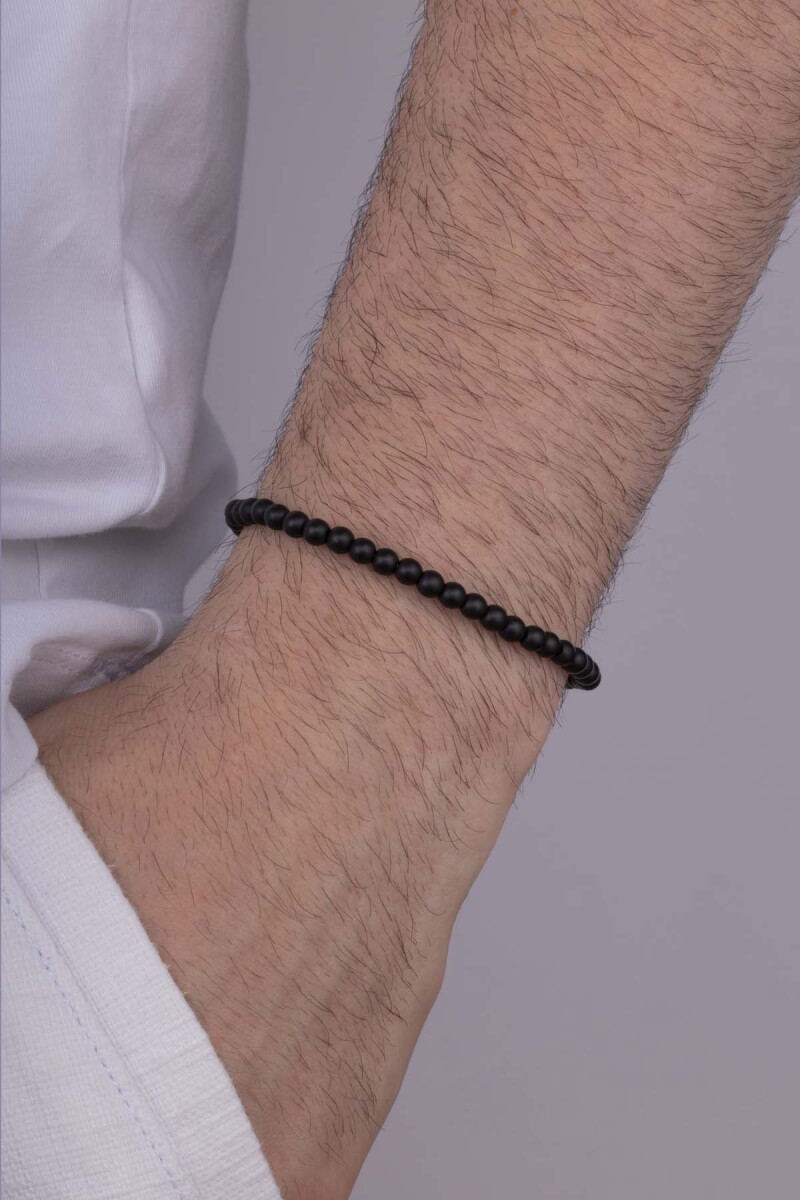 4 mm Minimal Taşlı Oniks Taşlı Doğal Taş Erkek Bileklik - 1