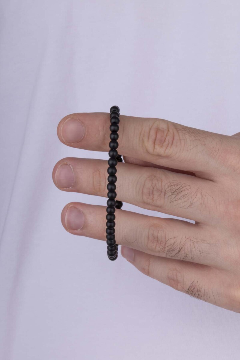 4 mm Minimal Taşlı Oniks Taşlı Doğal Taş Erkek Bileklik - 3