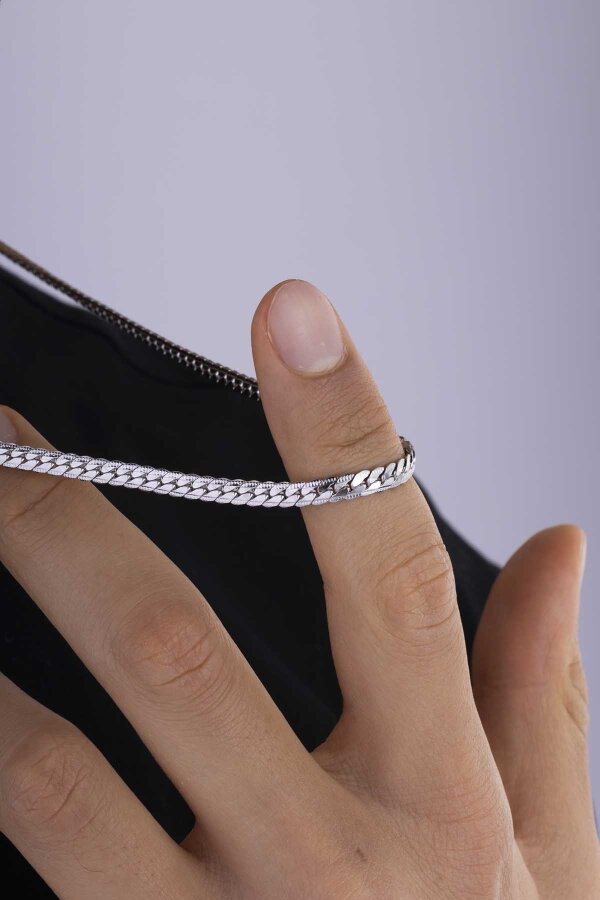 5 mm Balık Sırtı Erkek Çelik Zincir - Gümüş Pazarım