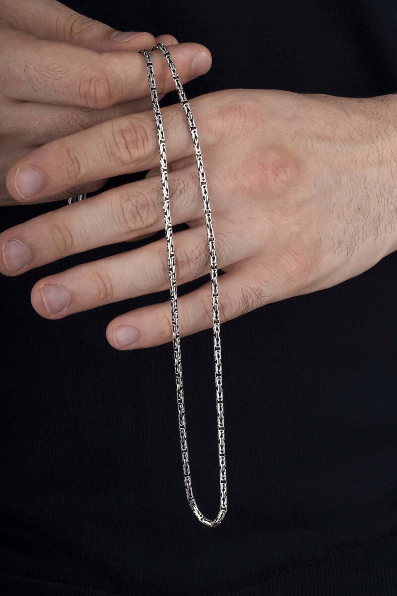 60 cm 3 Mm Erkek Kral Gümüş Zincir Kolye - 3