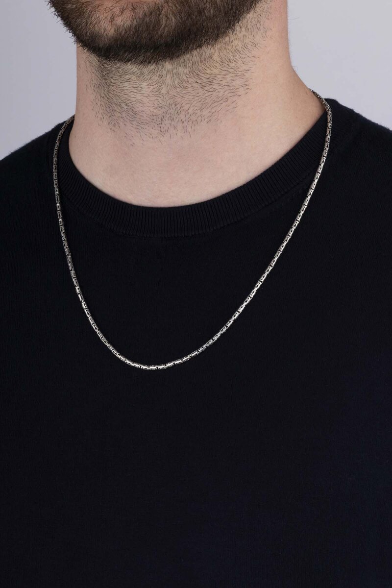 60 cm 3 Mm Erkek Kral Gümüş Zincir Kolye - 1