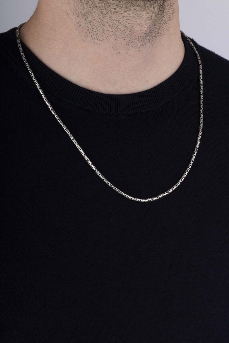 60 cm 3 Mm Erkek Kral Gümüş Zincir Kolye - 2