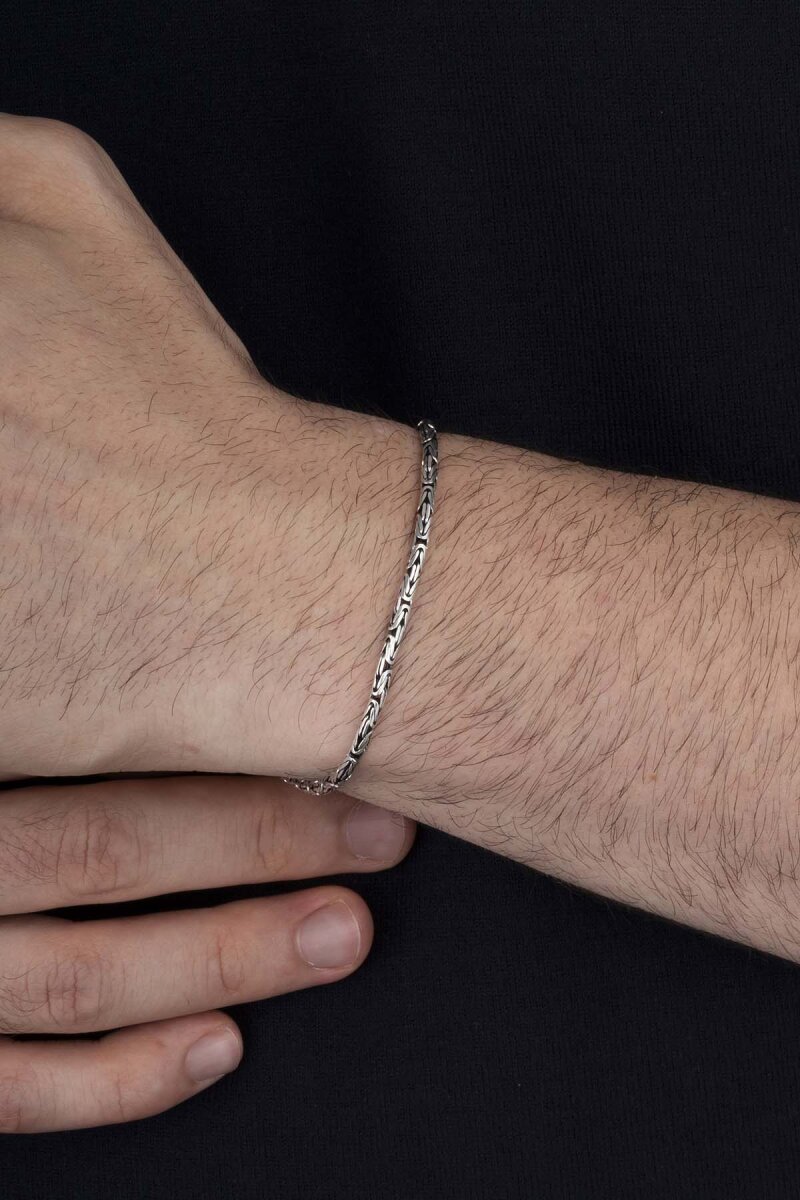 925 Ayar Gümüş 3 Mm Erkek Kral Bileklik - 2