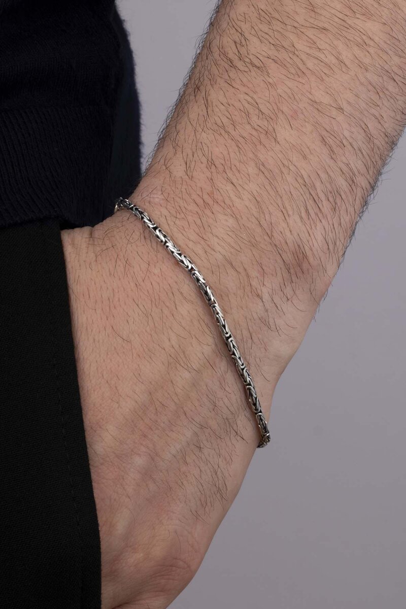 925 Ayar Gümüş 3 Mm Erkek Kral Bileklik - 1