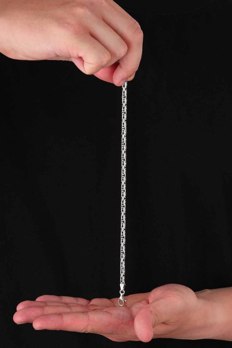 925 Ayar Gümüş 4 Mm Erkek Kral Bileklik - 6