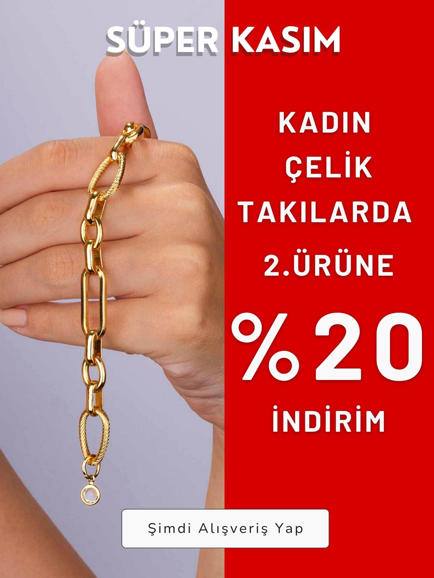 Kadın Çelik Takılarda İndirim