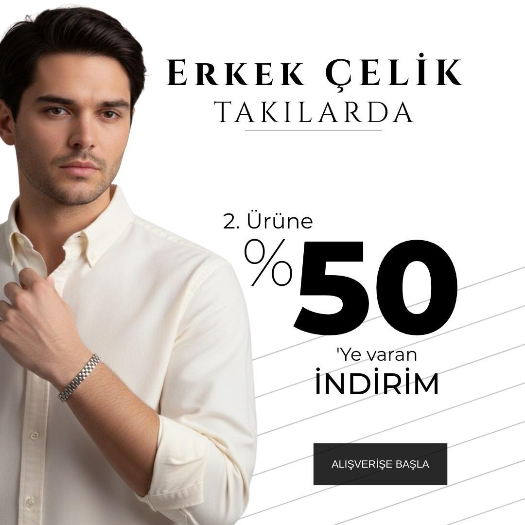 Erkek Takılarda 2. Üründe %50 ye Varan İndirim