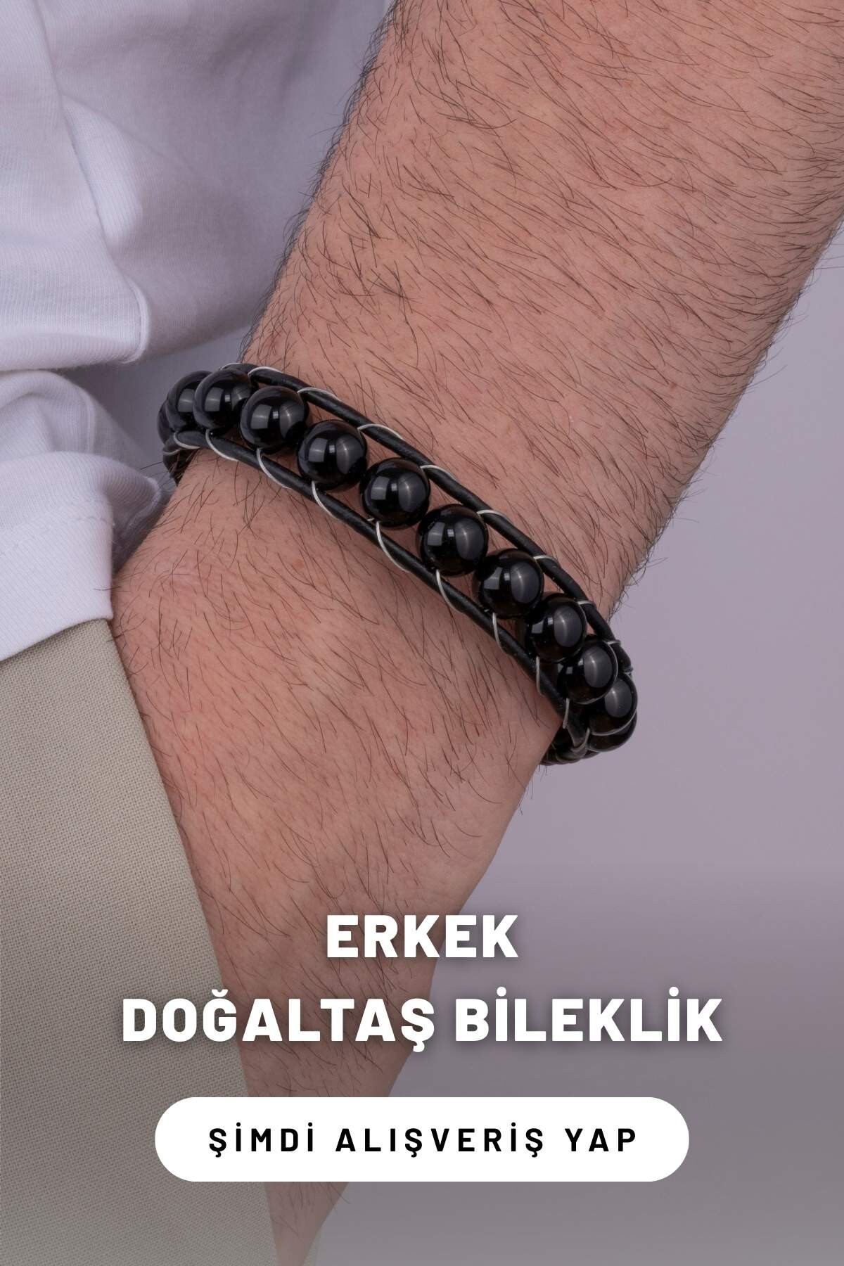 Erkek Doğaltaş Bileklik