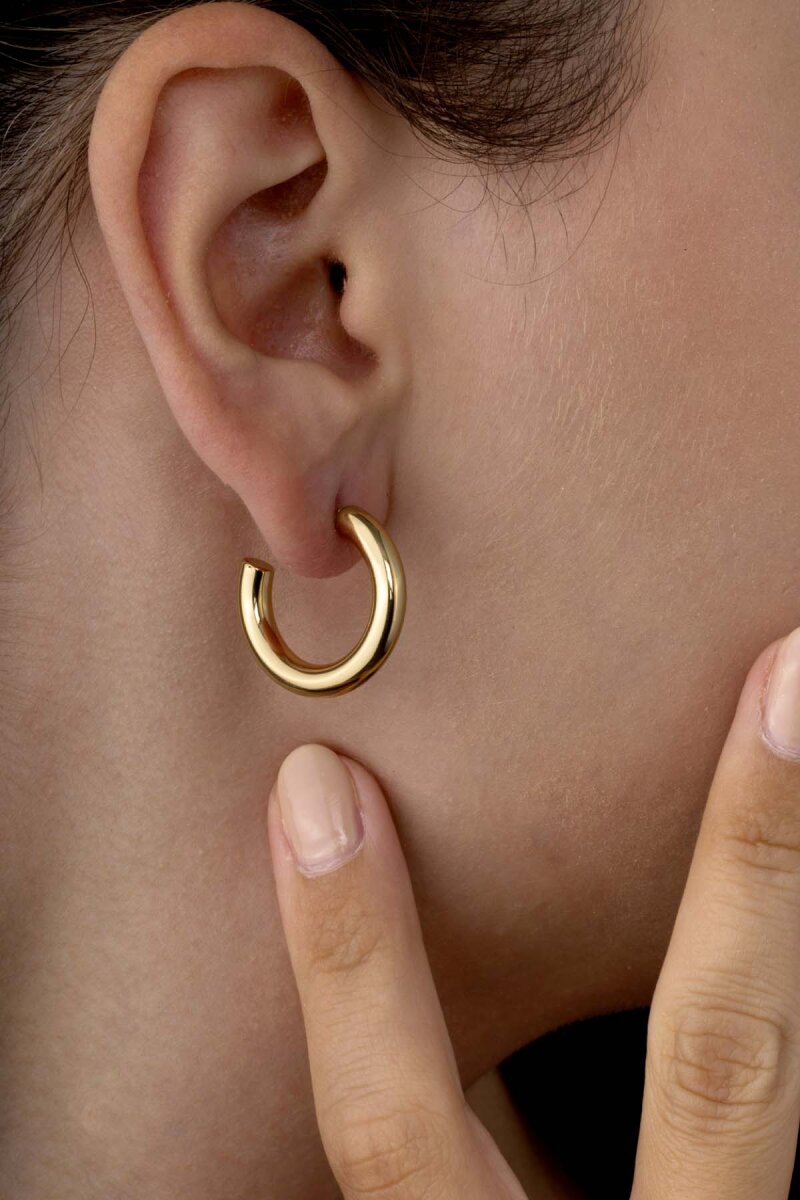 Altın Kaplama Halka Çelik Küpe - 3