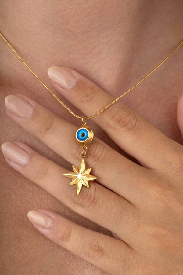 Altın Kaplama Kutup Yıldızı Kadın Çelik Kolye - Gümüş Pazarım
