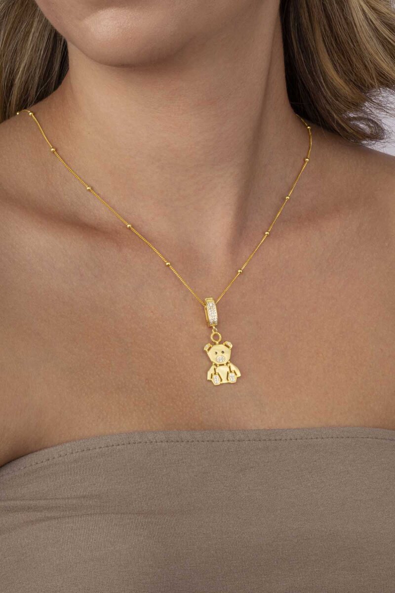 Altın Kaplama Panda Motifli 925 Ayar Gümüş Kolye - 2