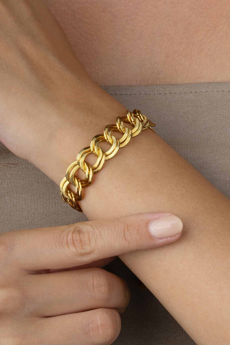 Altın Kaplama Saman Yolu Kadın Çelik Bileklik - 2