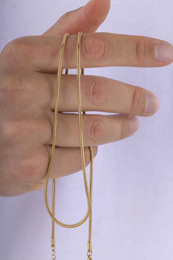 Altın Kaplama Silindir Model İtalyan Erkek Çelik Zincir - Gümüş Pazarım