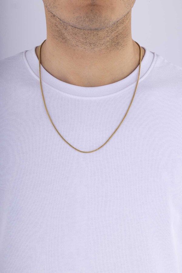 Altın Kaplama Silindir Model İtalyan Erkek Çelik Zincir - Gümüş Pazarım