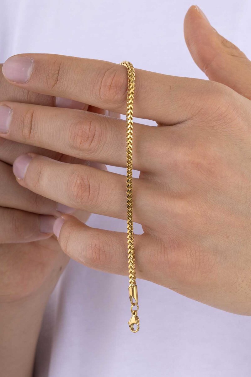 Altın Kaplama Tilki Kuyruğu Erkek Çelik Zincir Bileklik - 1