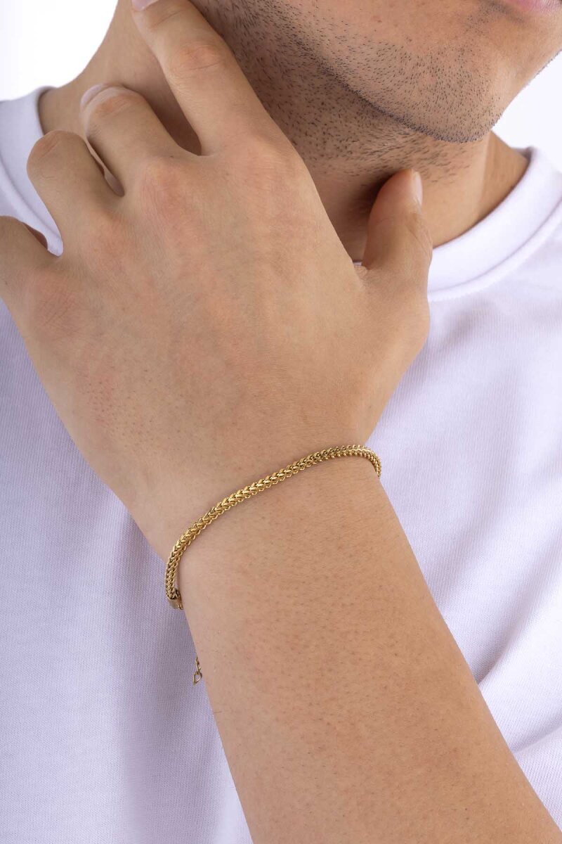 Altın Kaplama Tilki Kuyruğu Erkek Çelik Zincir Bileklik - 3