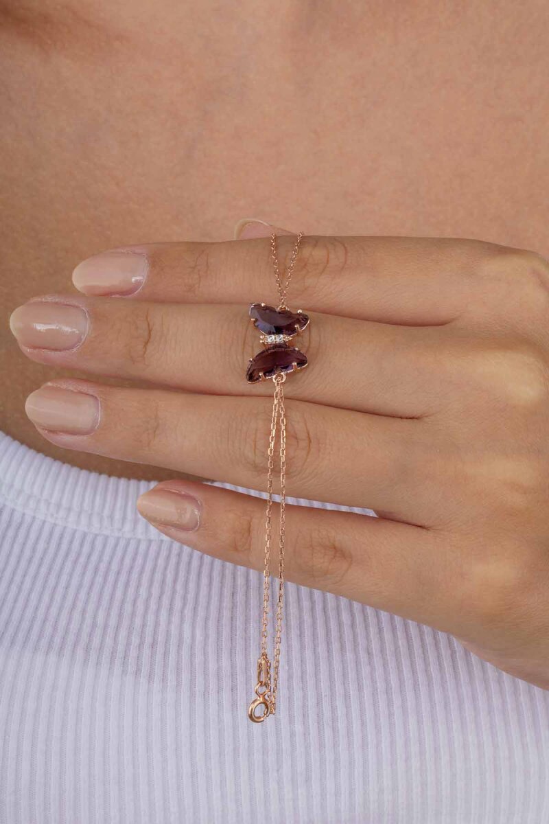 Ametist Taşlı Kelebek Gümüş Bİleklik - 1