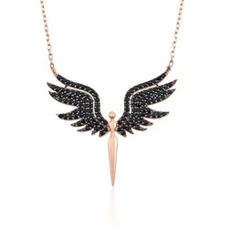 Gümüş Pazarım - Angel Michael Sword Silver Necklace with Onyx Stone