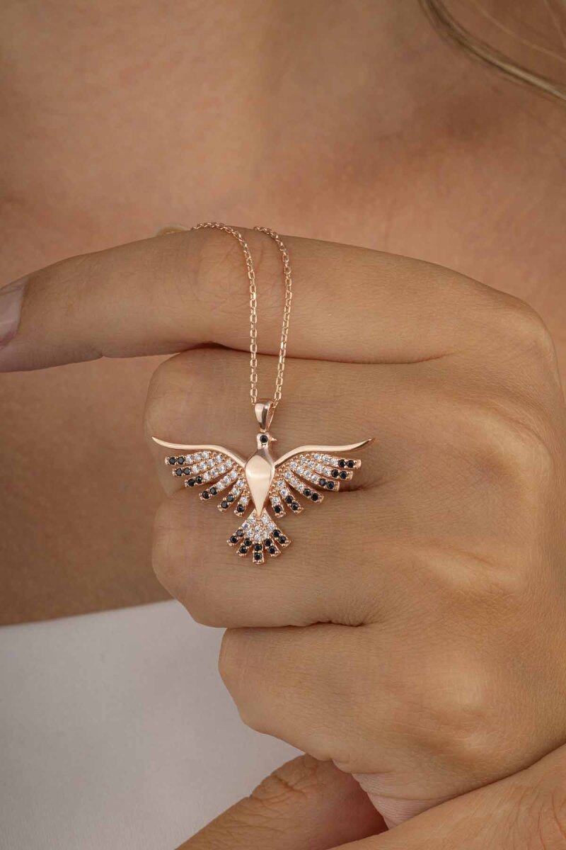 Anka Kuşu Gümüş Kolye - 1