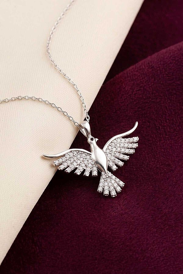 Anka Kuşu Kadın Gümüş Kolye Silver - Gümüş Pazarım
