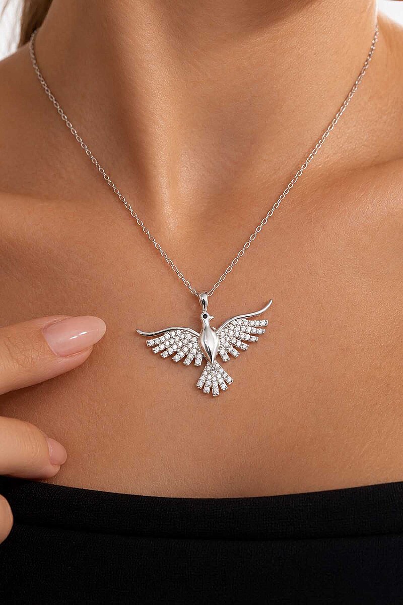 Anka Kuşu Kadın Gümüş Kolye Silver - 3