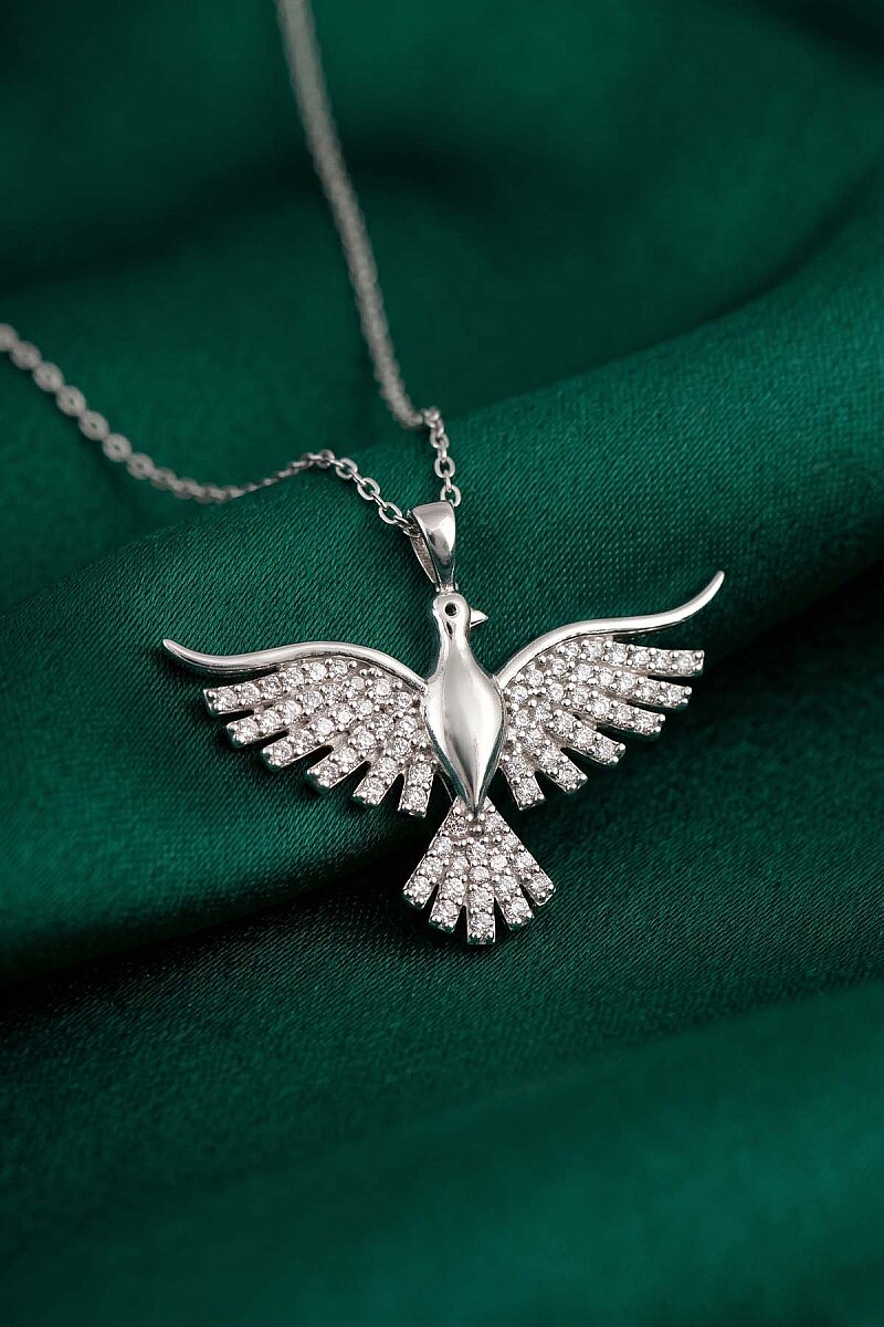 Anka Kuşu Kadın Gümüş Kolye Silver - 1