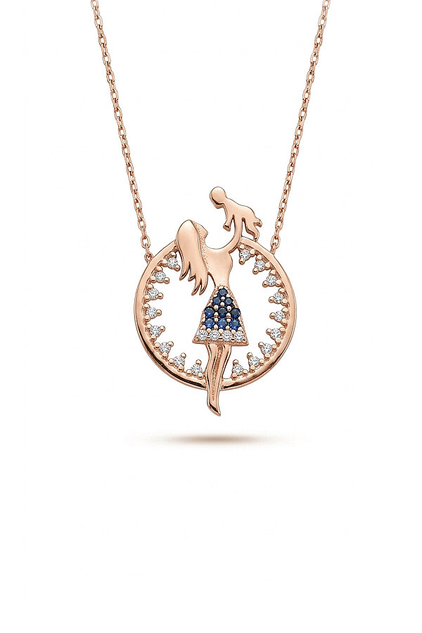 Anne Bebek Temalı 925 Ayar Gümüş Kolye Rose Altın Kaplama - Gümüş Pazarım