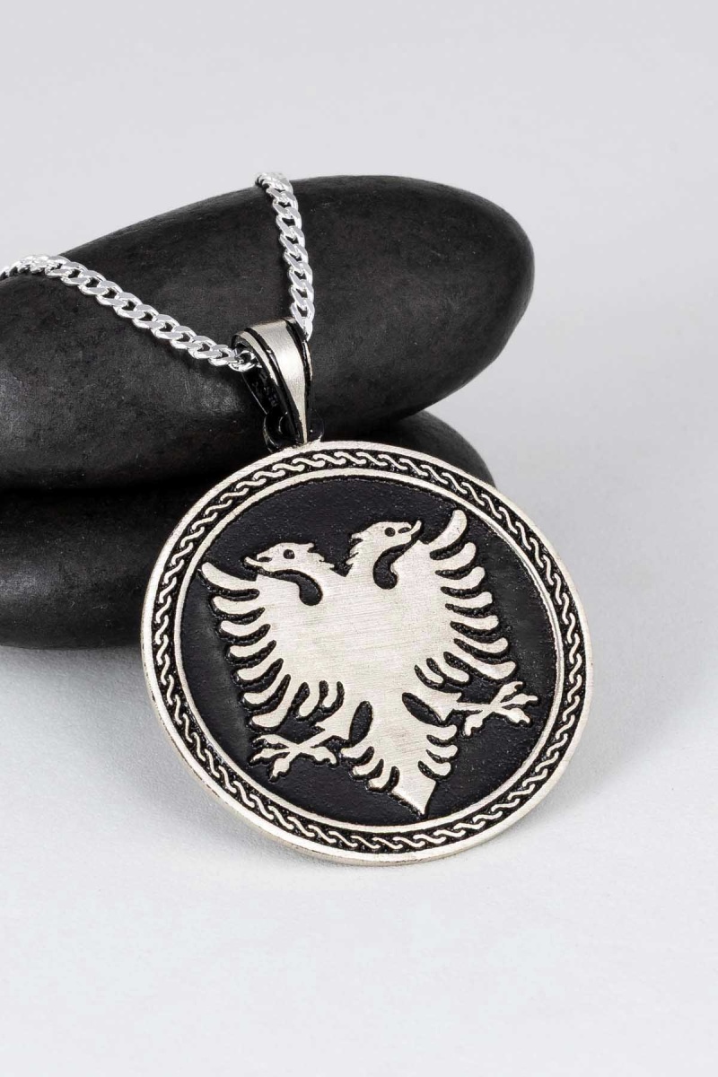 Arnavutluk Simgesi 925 Ayar Gümüş Kolye - 1
