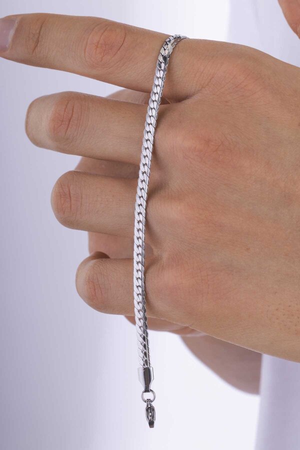 Balık Sırtı Çelik Erkek Bileklik - Gümüş Pazarım