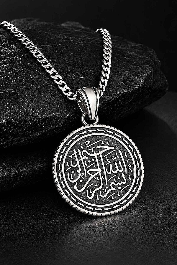 Besmelei Şerif Yazılı 925 Ayar Gümüş Kolye - Gümüş Pazarım