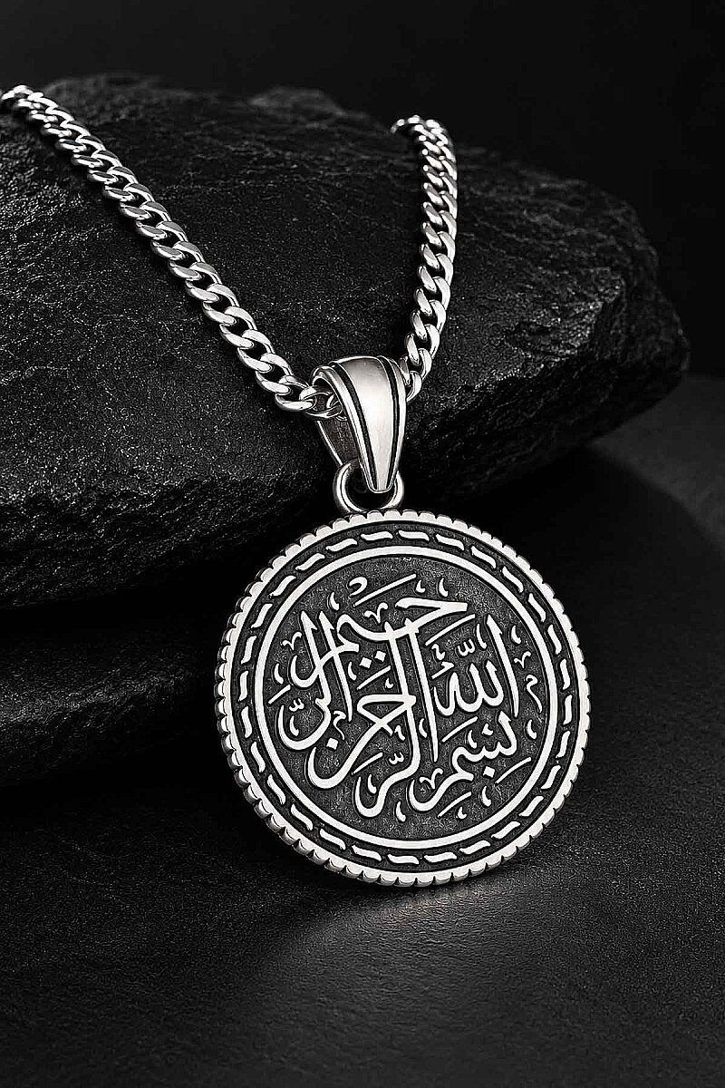 Besmelei Şerif Yazılı 925 Ayar Gümüş Kolye - 1