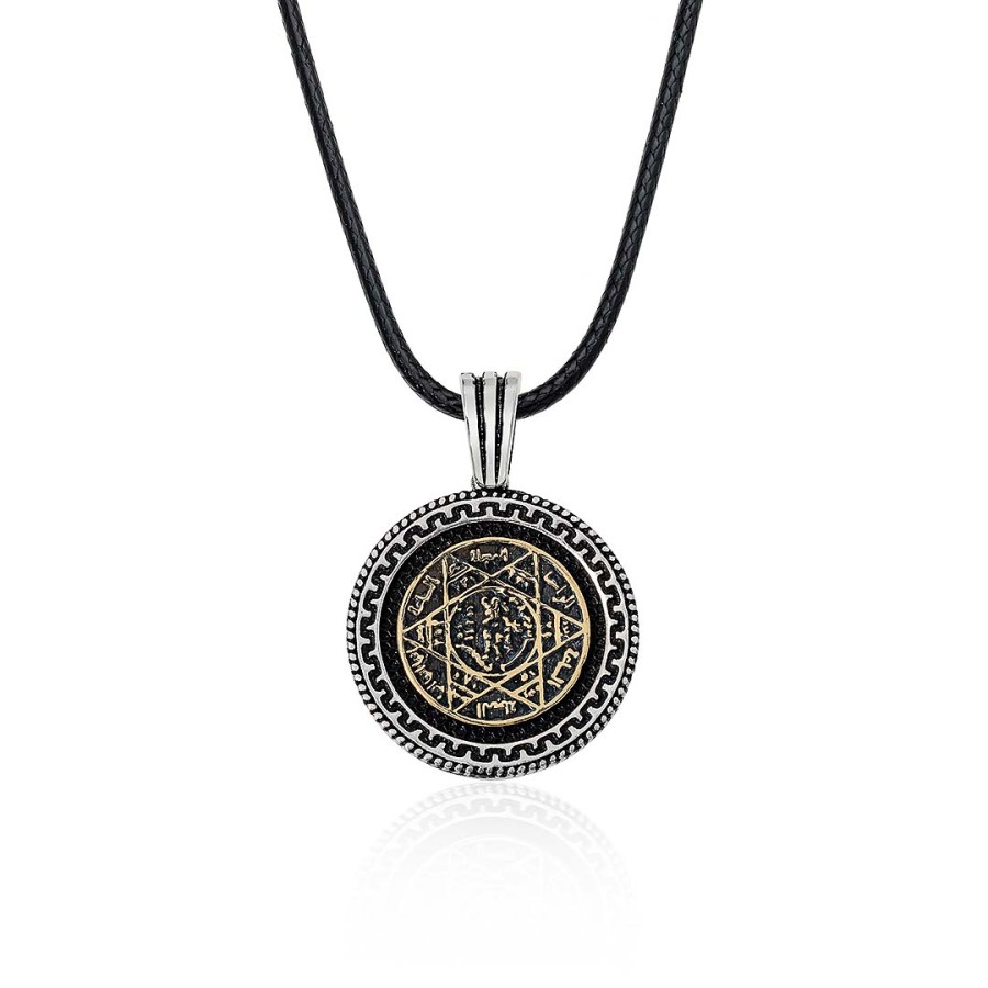 Gümüş Pazarım - Black Colored Solomon's Seal Men's Silver Necklace