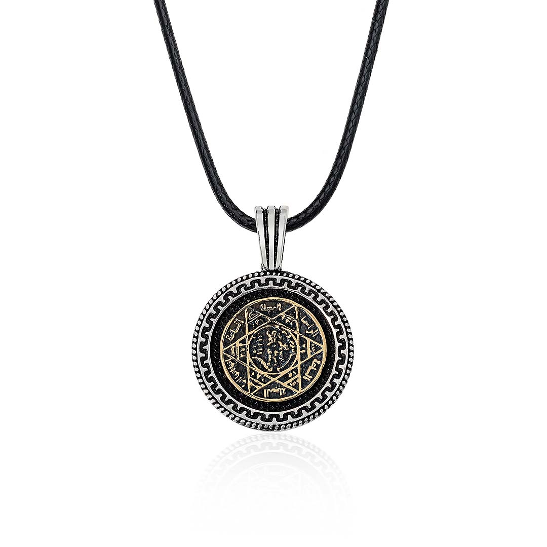 Black Colored Solomon's Seal Men's Silver Necklace
