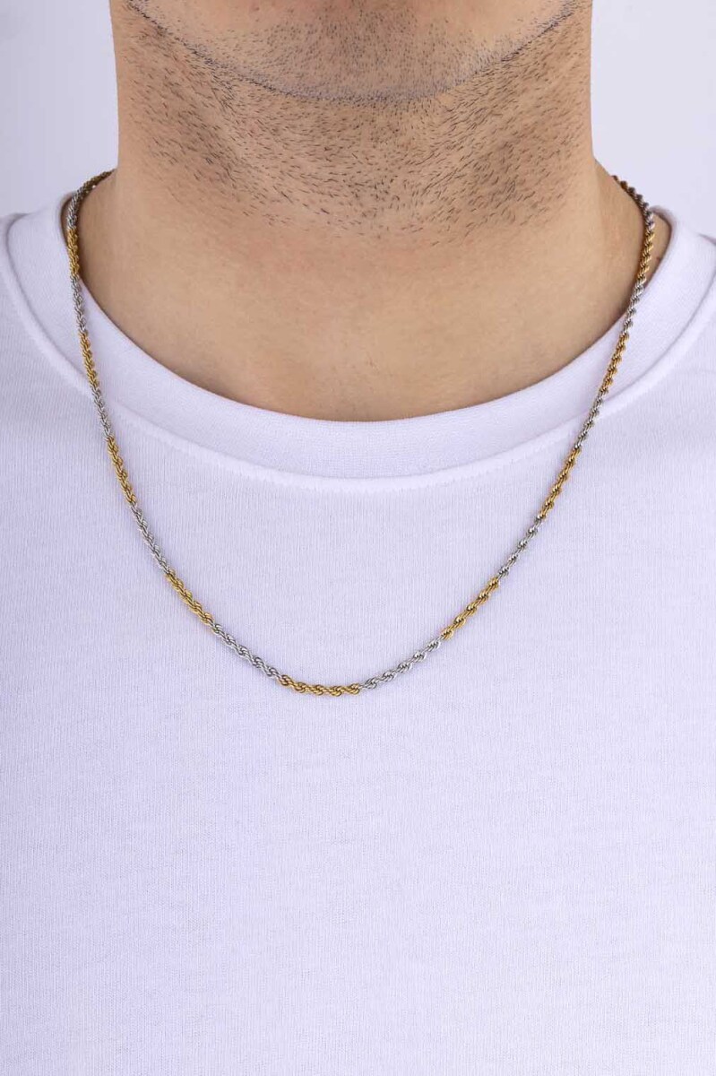 Burgu Model Çift Renk Altın Kaplama Erkek Çelik Zincir - 2