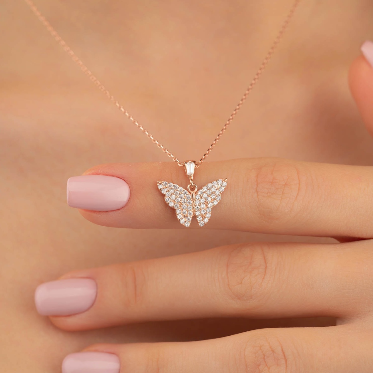 Butterfly Motif Women's Silver Necklace