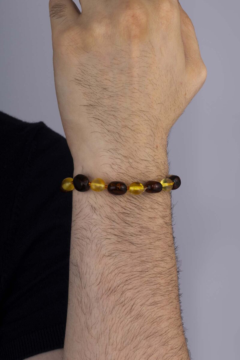 Çift Renk Orjinal Yetişkin Kehribar Bileklik - 2