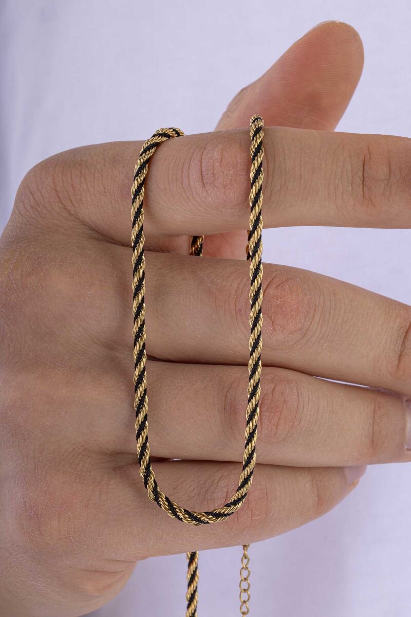 Çift Renkli Siyah Geçişli Altın Kaplama Çelik Erkek Zincir - 1