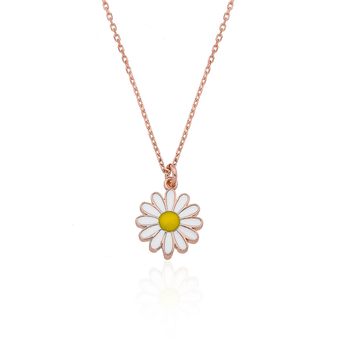 Gümüş Pazarım - Daisy Motif Minimal Silver Necklace
