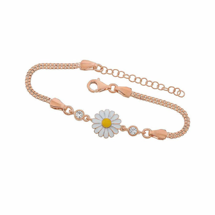 Daisy Motif Silver Bracelet - Thumbnail