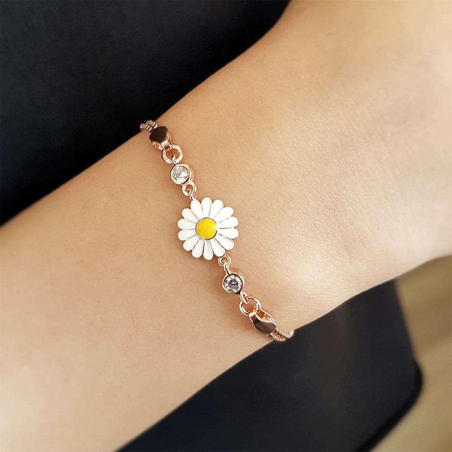 Gümüş Pazarım - Daisy Motif Silver Bracelet (1)