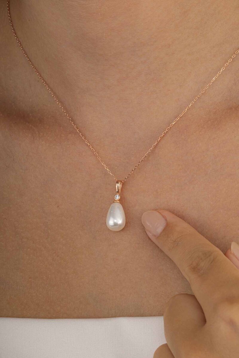 Damla Kesim İnci Tanesi Kadın Gümüş Kolye - 3