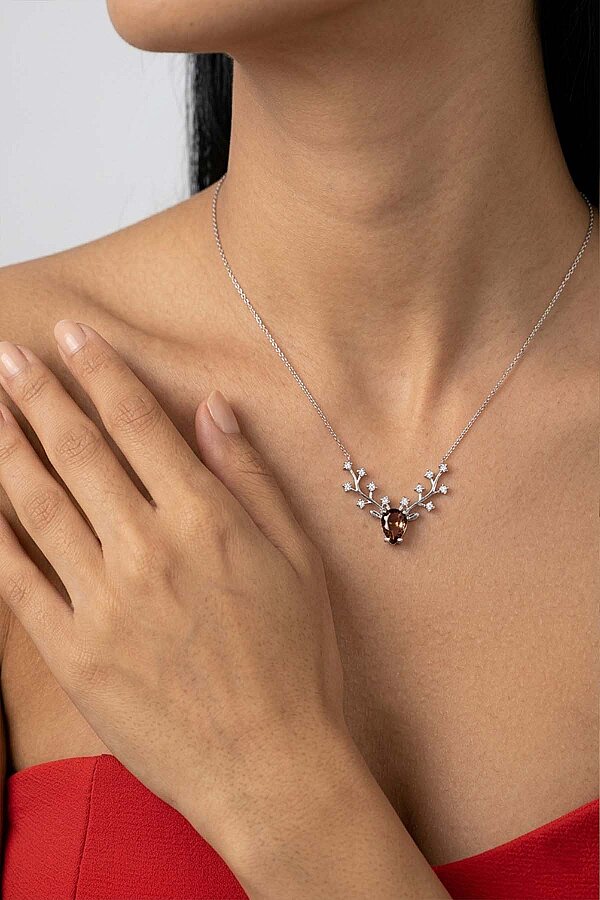 Damla Kesim Zultanit Taşlı Tasarım Gümüş Kolye - 2