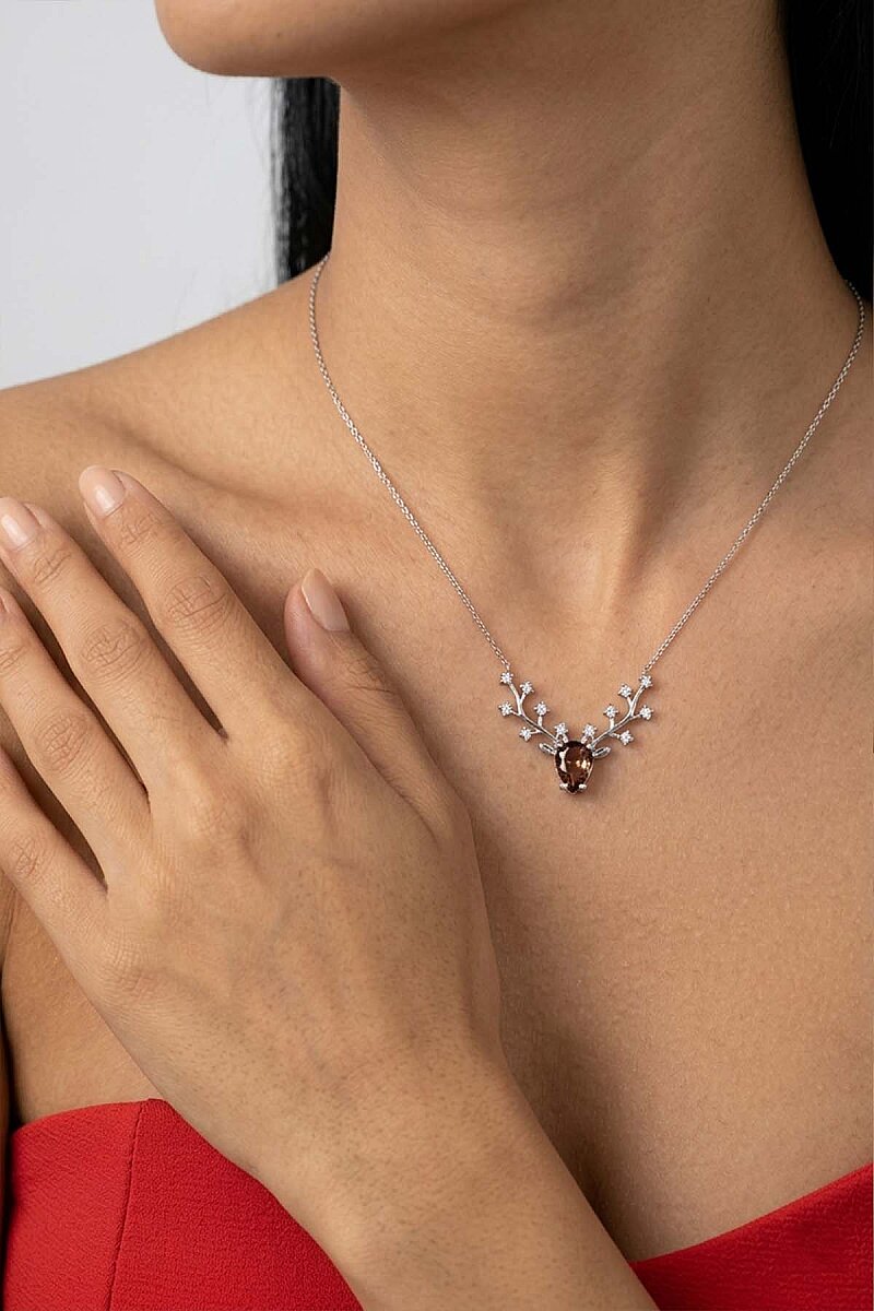 Damla Kesim Zultanit Taşlı Tasarım Gümüş Kolye - 2