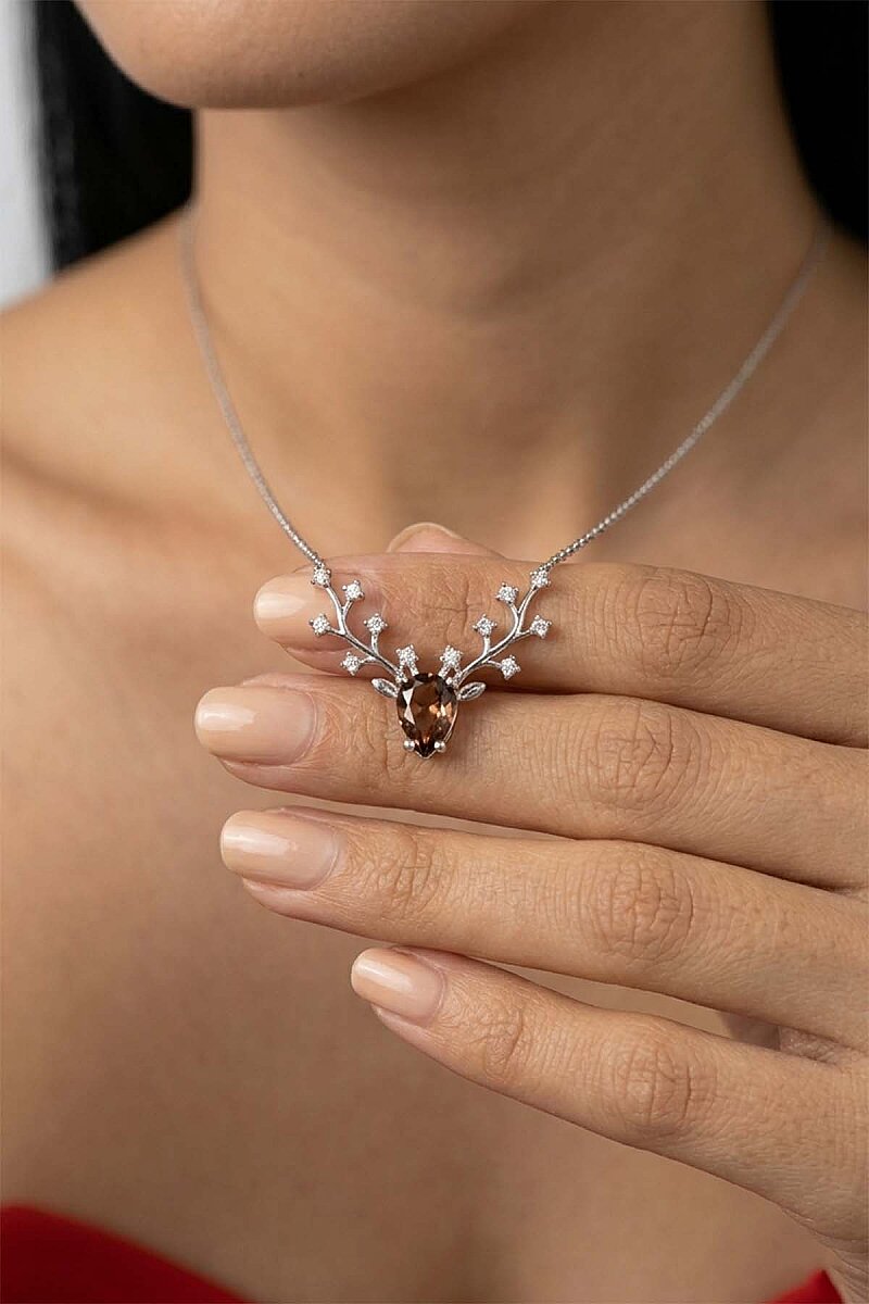 Damla Kesim Zultanit Taşlı Tasarım Gümüş Kolye - 1