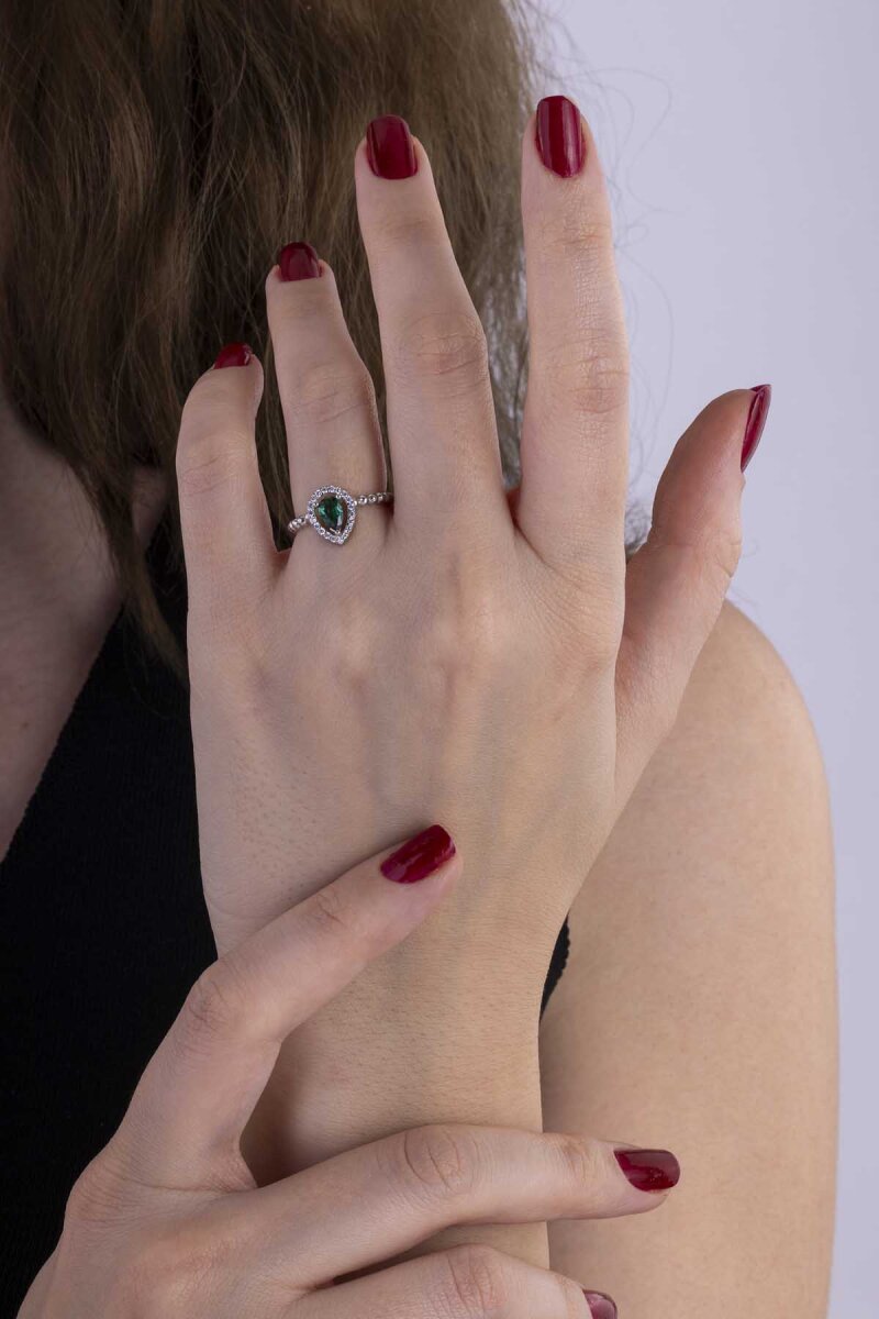 Damla Kesim Zümrüt Gümüş Yüzük - 3